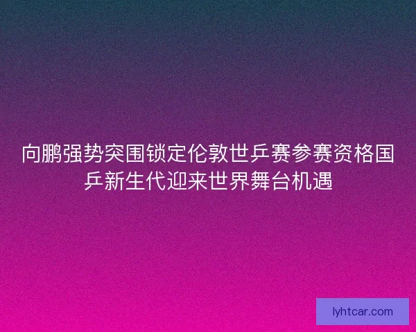 向鹏强势突围锁定伦敦世乒赛参赛资格国乒新生代迎来世界舞台机遇 向鹏强势突围锁定伦敦世乒赛参赛资格国乒新生代迎来世界舞台机遇